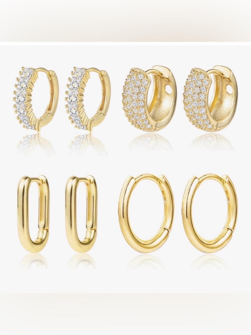 NEW 14k Gold Plated Elegant Gold Hoop Earrings Set